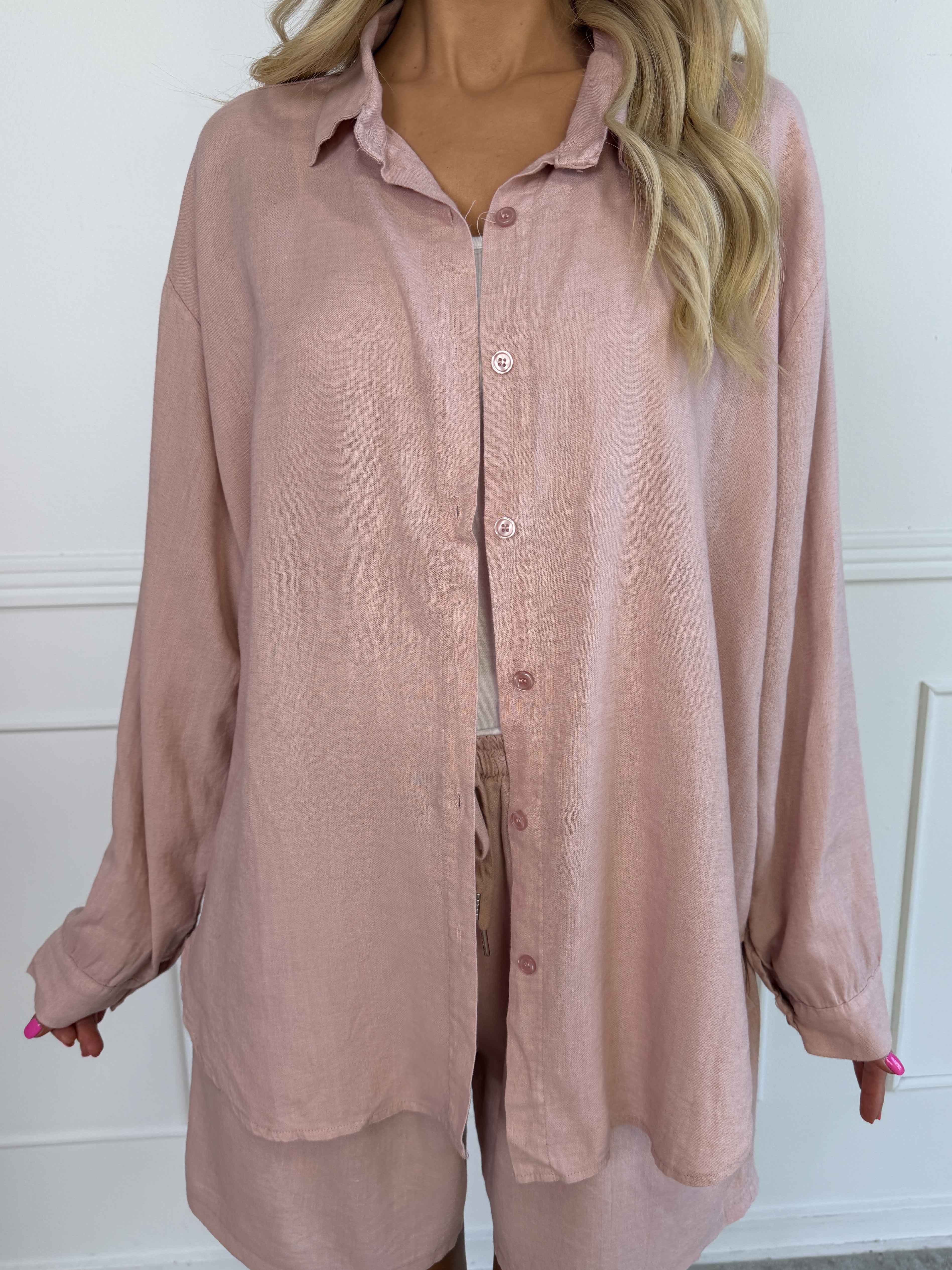 Clara Shirt - Enfärgad plus size skjorta i viskos och linne